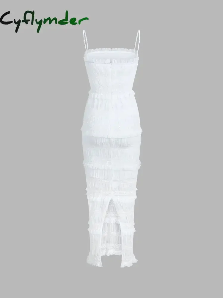 Cyflymder - Aegean Ruffle Zippered Midi Dress