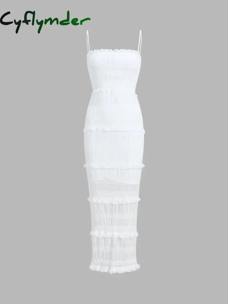 Cyflymder - Aegean Ruffle Zippered Midi Dress