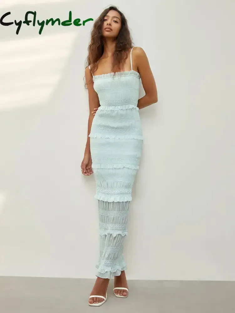 Cyflymder - Aegean Ruffle Zippered Midi Dress