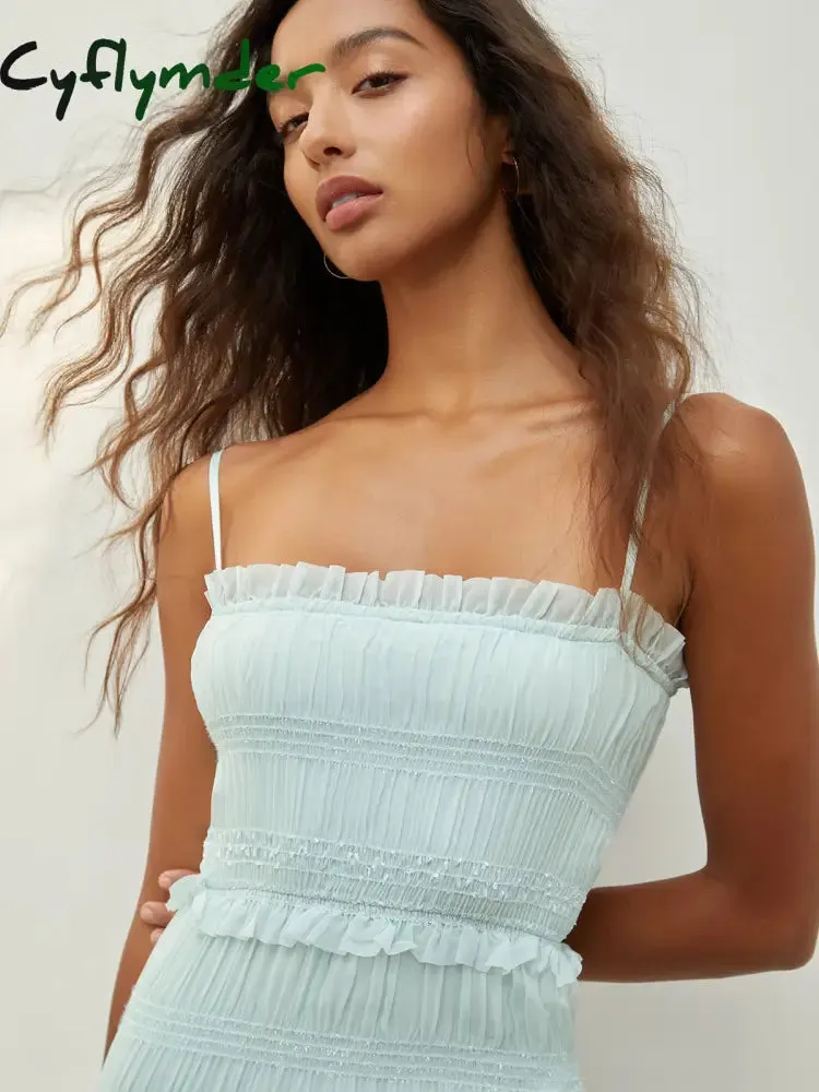 Cyflymder - Aegean Ruffle Zippered Midi Dress