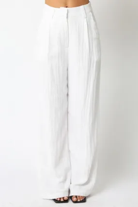 Danica High Waist Woven Wide Leg Pants White