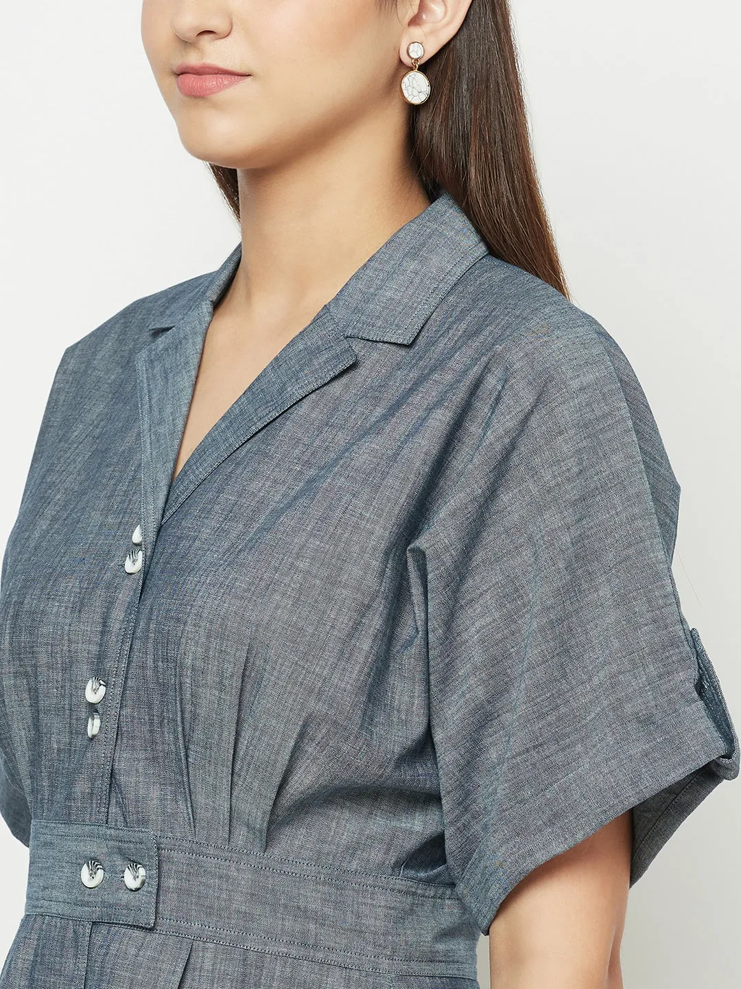Denim Lapel Dress
