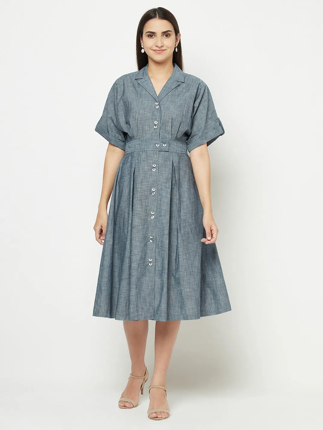 Denim Lapel Dress