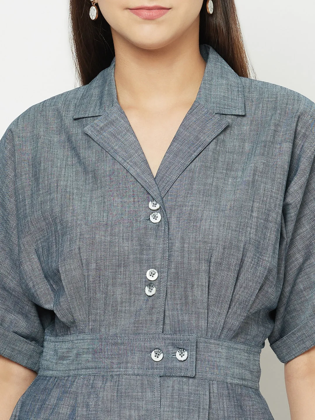 Denim Lapel Dress