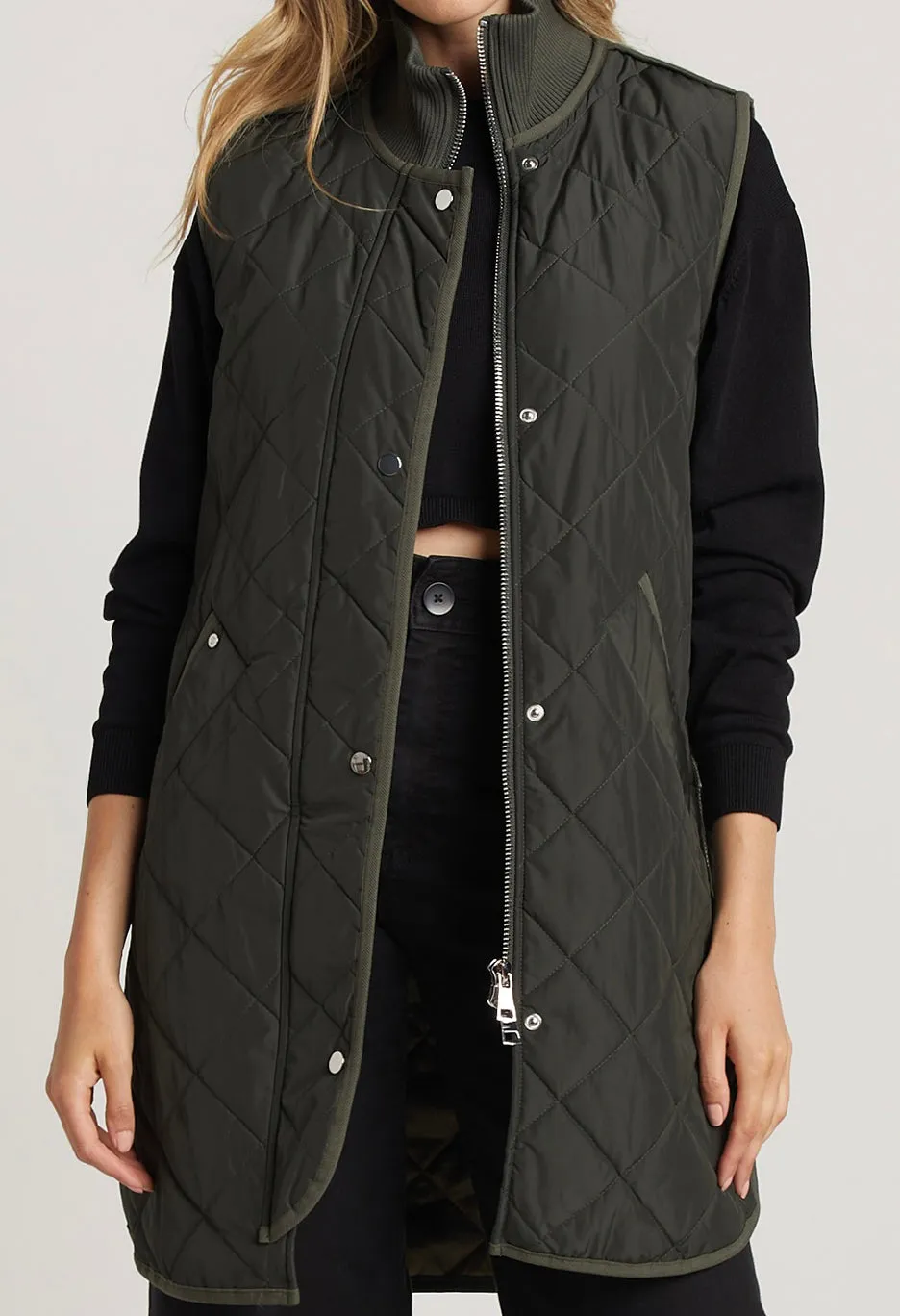 Destiny Quilted Vest in Cilantro