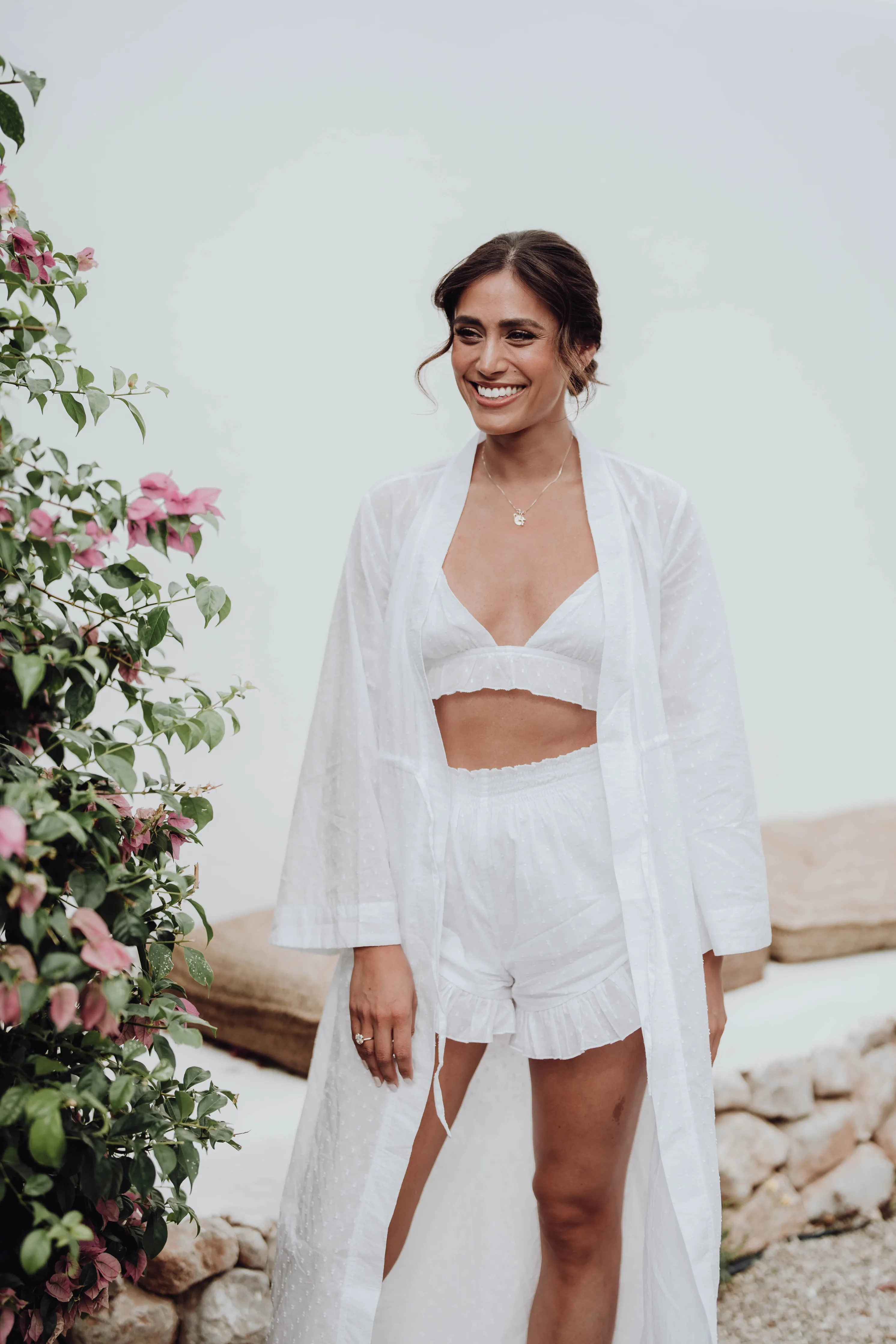 Diana Dobby Bridal Shorts - White