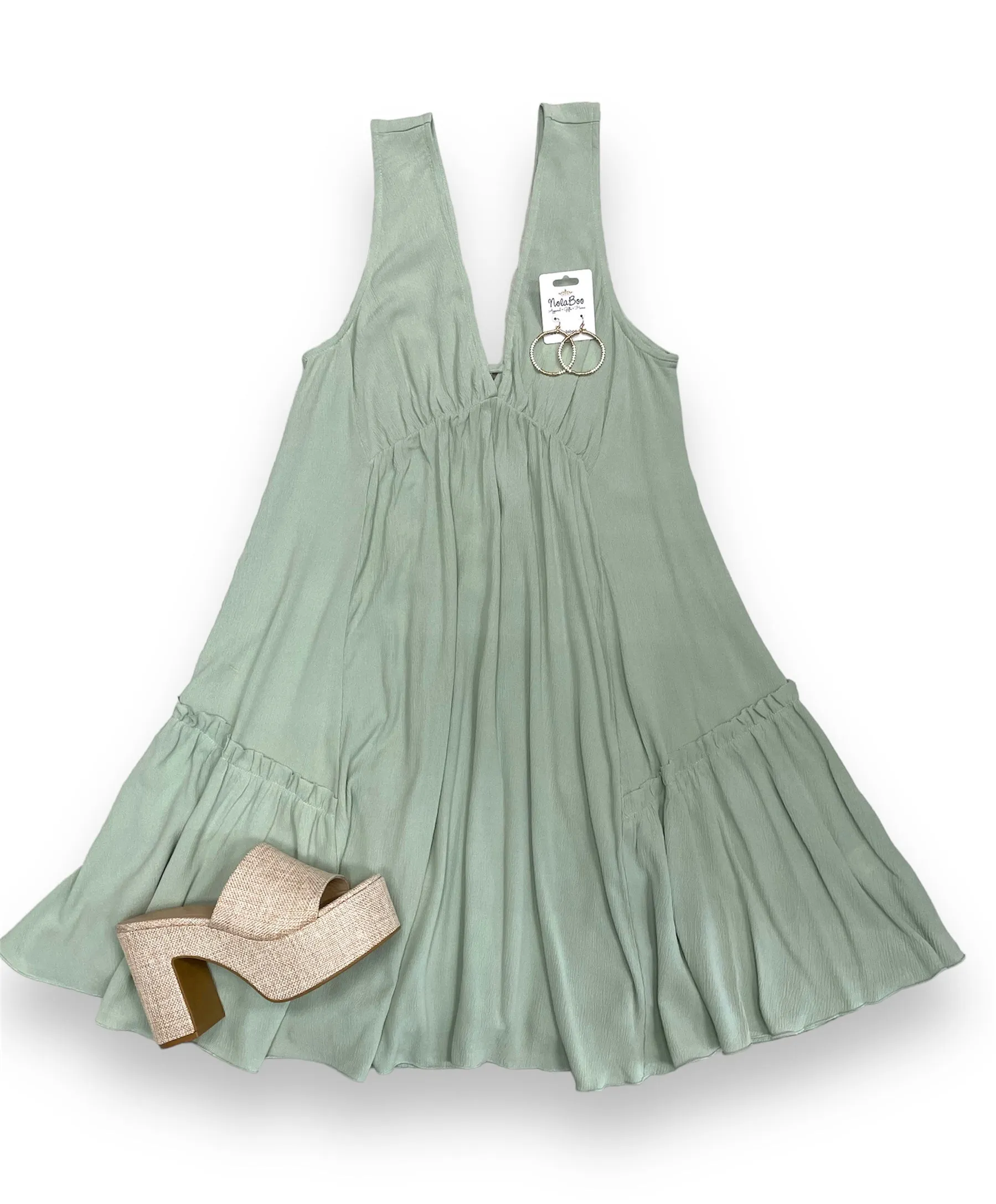 Double V Neck Swing Dress