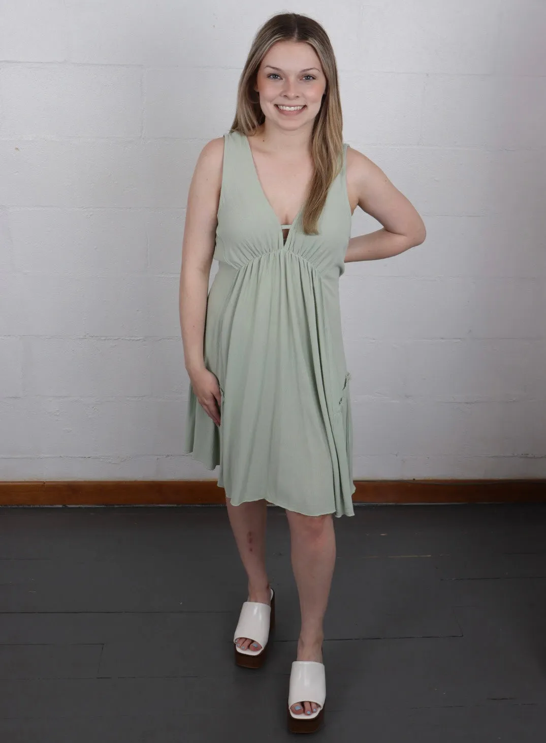 Double V Neck Swing Dress