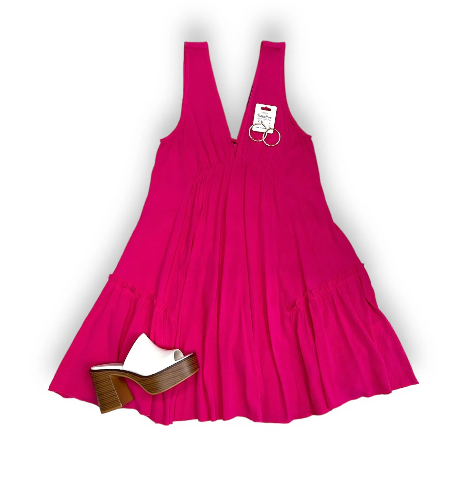 Double V Neck Swing Dress