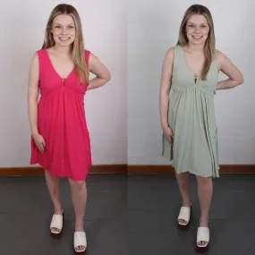 Double V Neck Swing Dress