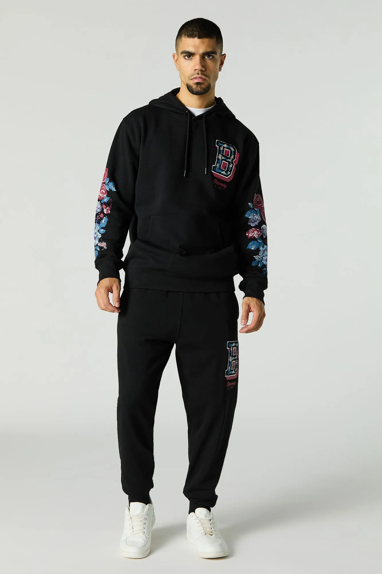 Floral B Embroidered Fleece Hoodie