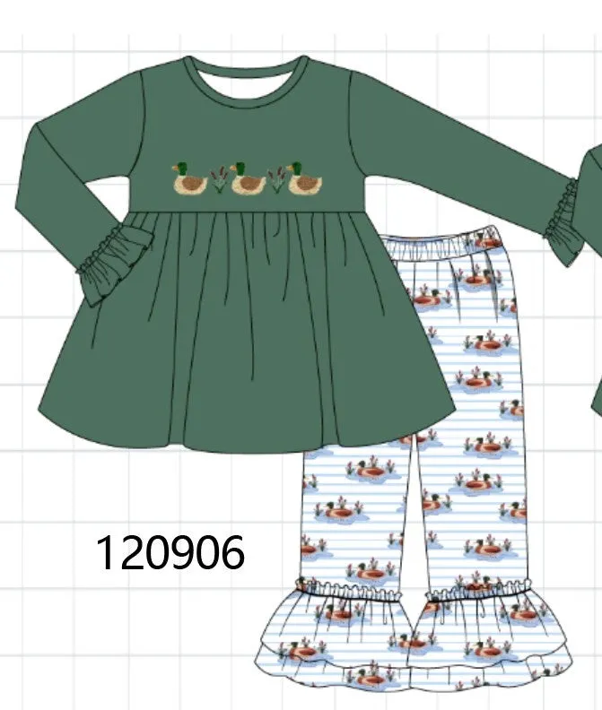 Forest Duck French Knot Girl Set