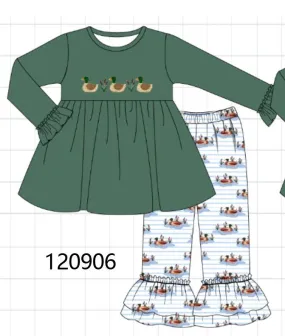 Forest Duck French Knot Girl Set