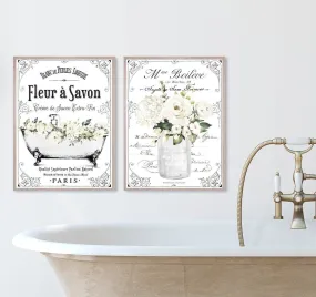 French Bathroom White Floral Set