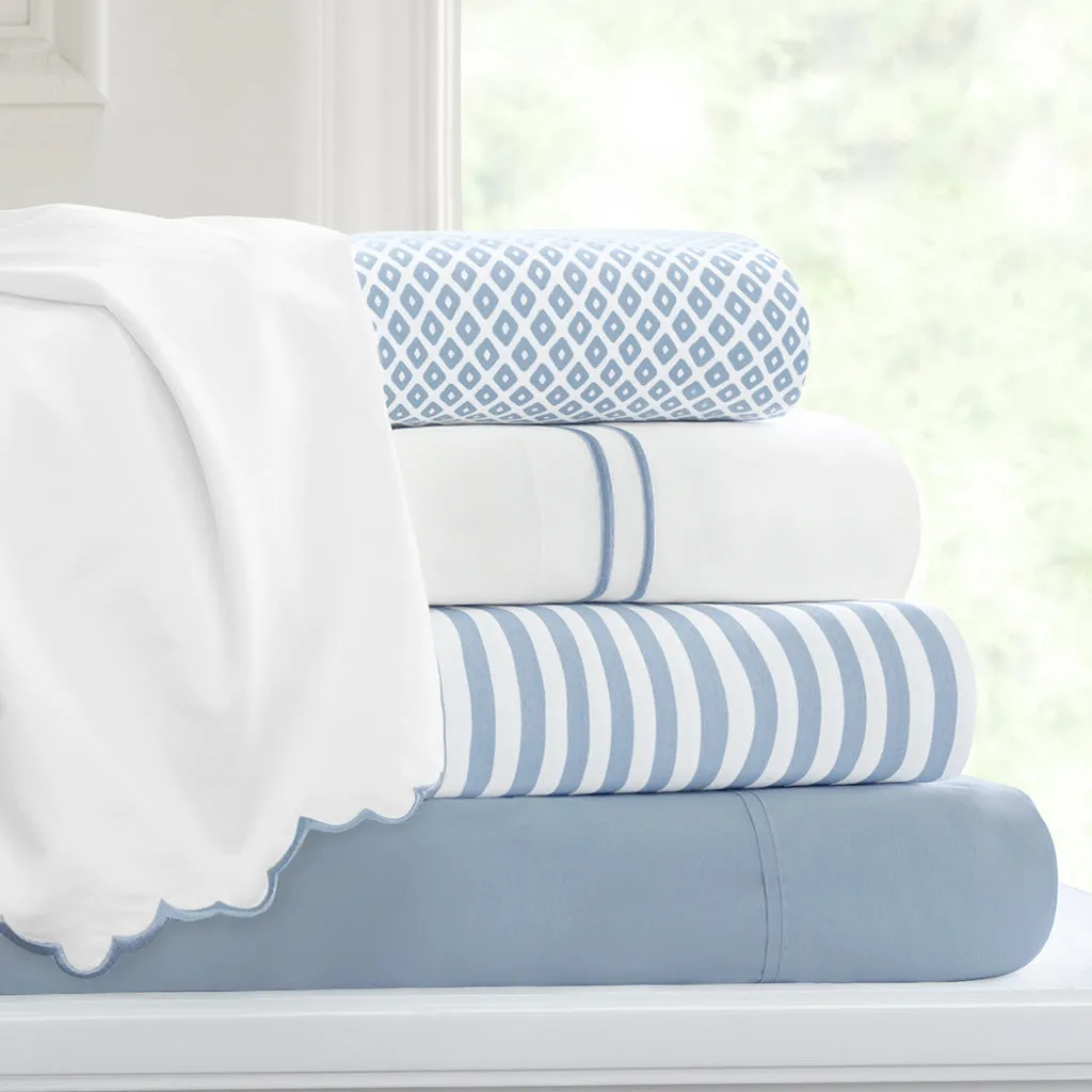 French Blue Diamonds Sheet Set 2 (Fitted & Pillow Cases)
