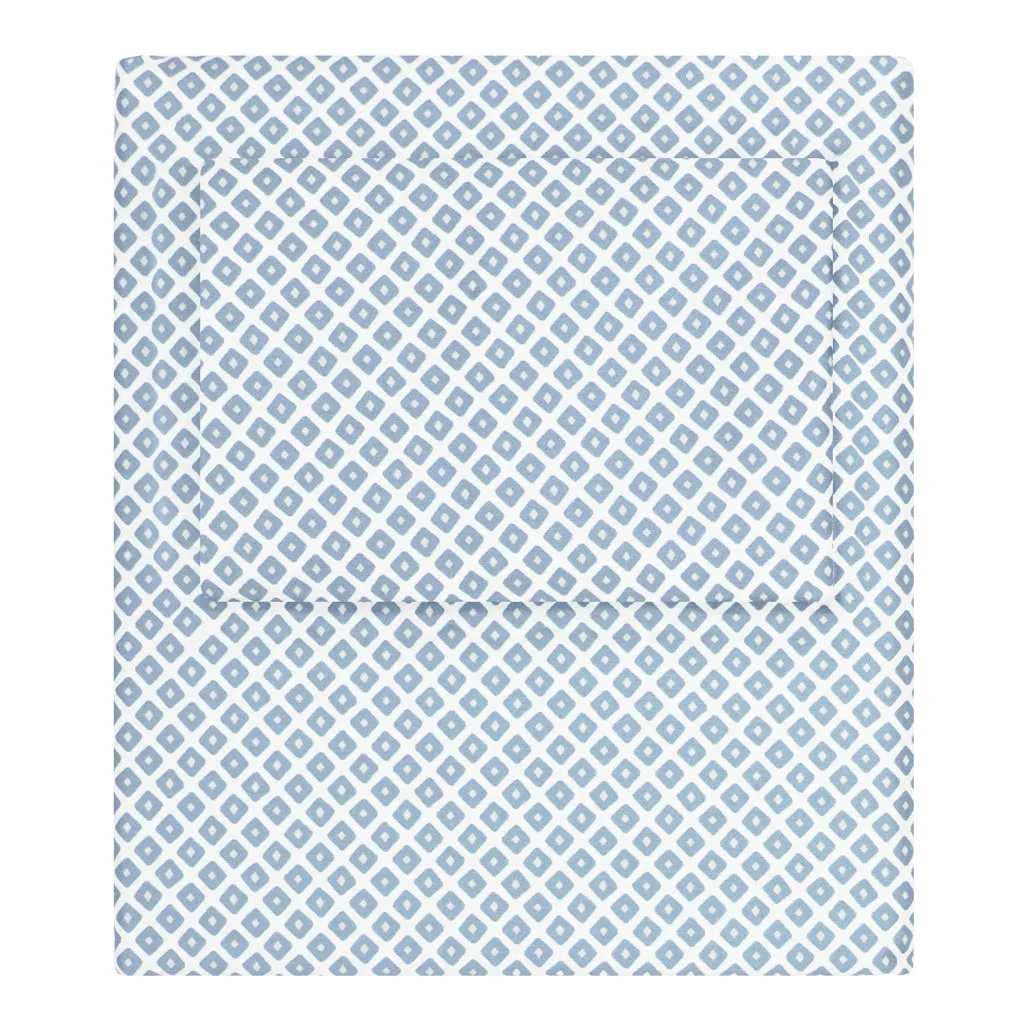 French Blue Diamonds Sheet Set 2 (Fitted & Pillow Cases)