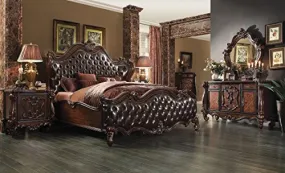 French/Versailles Bedroom Set with Queen Bed, Nightstand, Dresser and Mirror