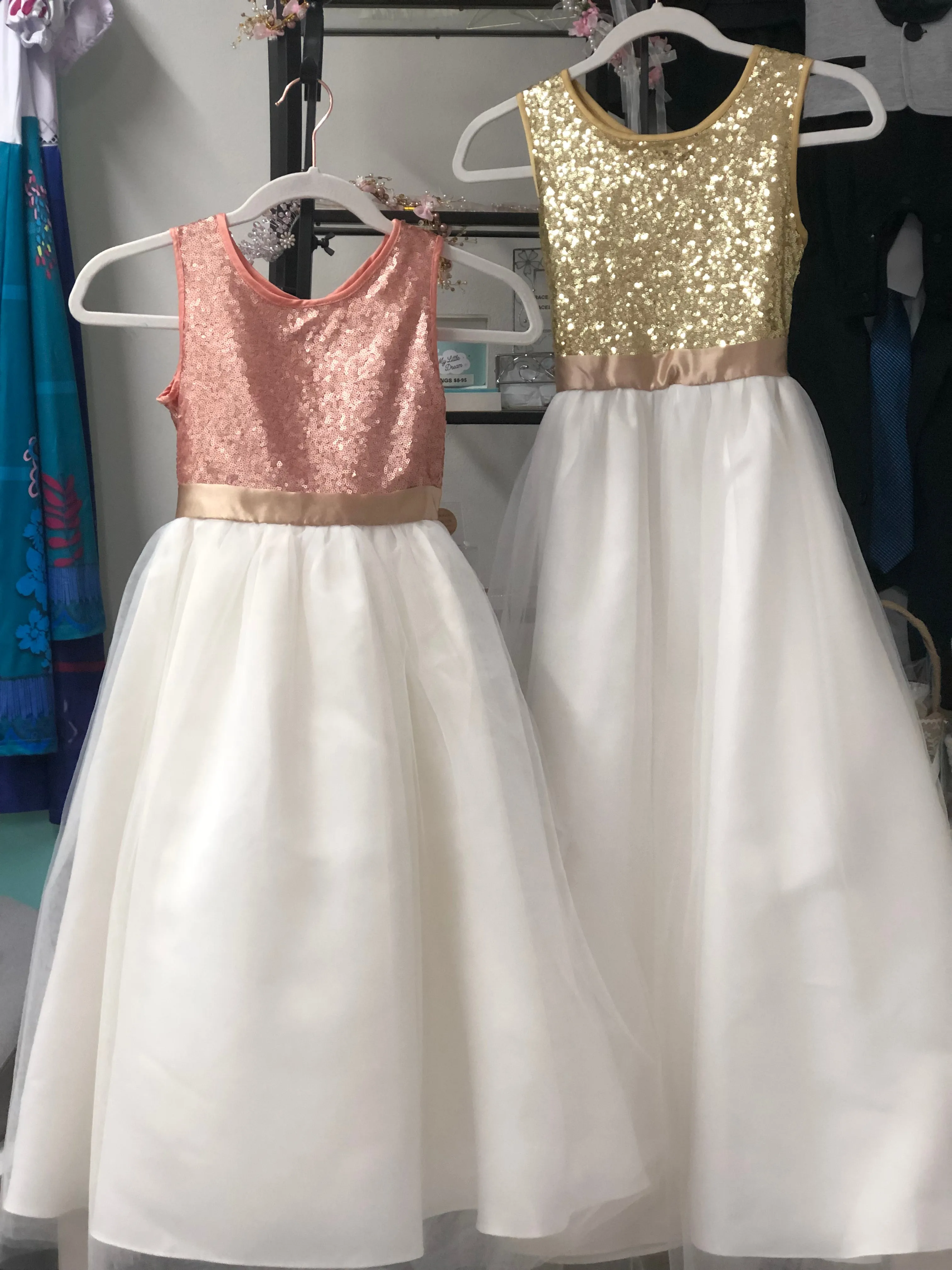 Girls Glitter Dress - Gold and Rose Gold available