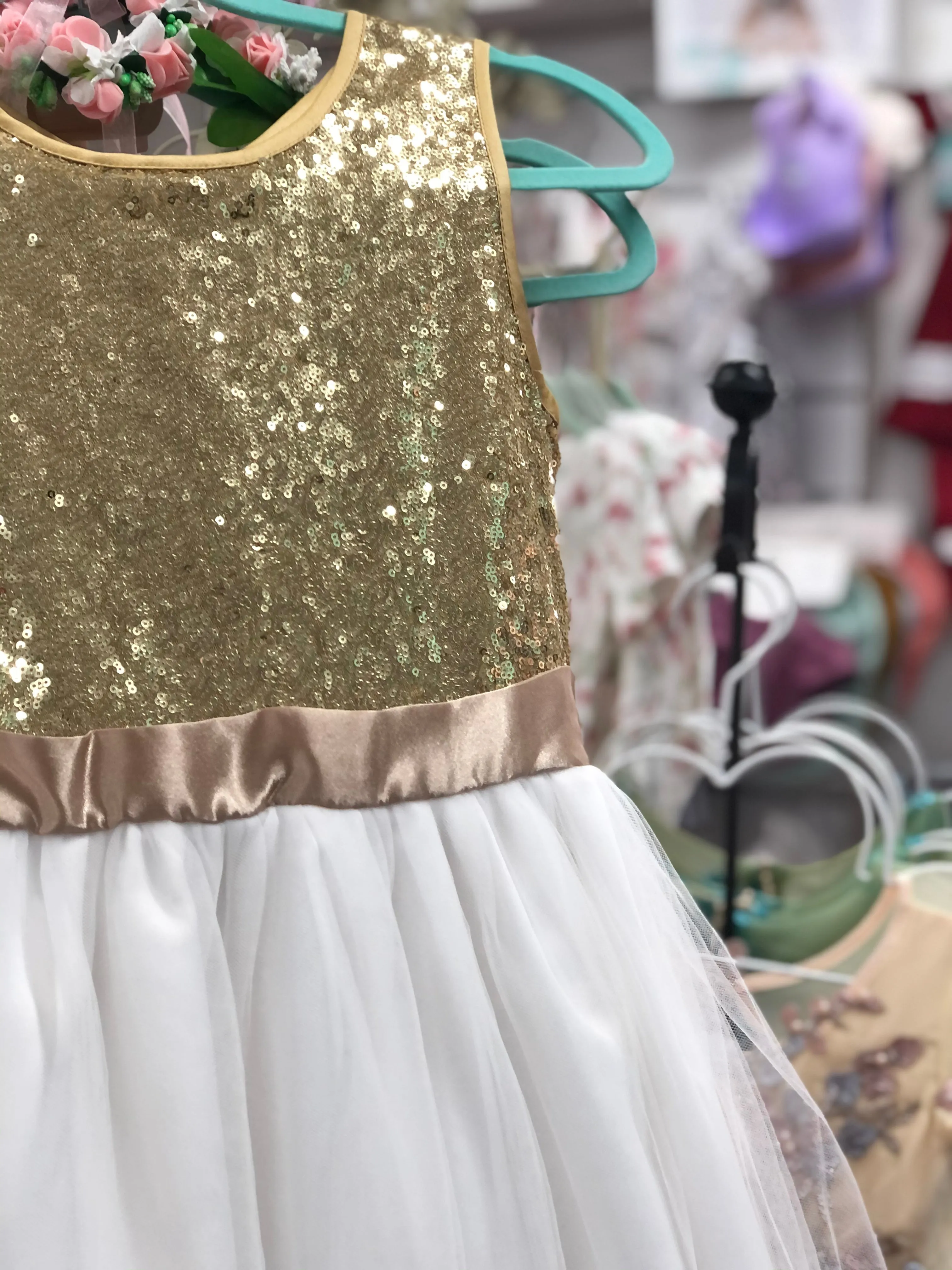 Girls Glitter Dress - Gold and Rose Gold available