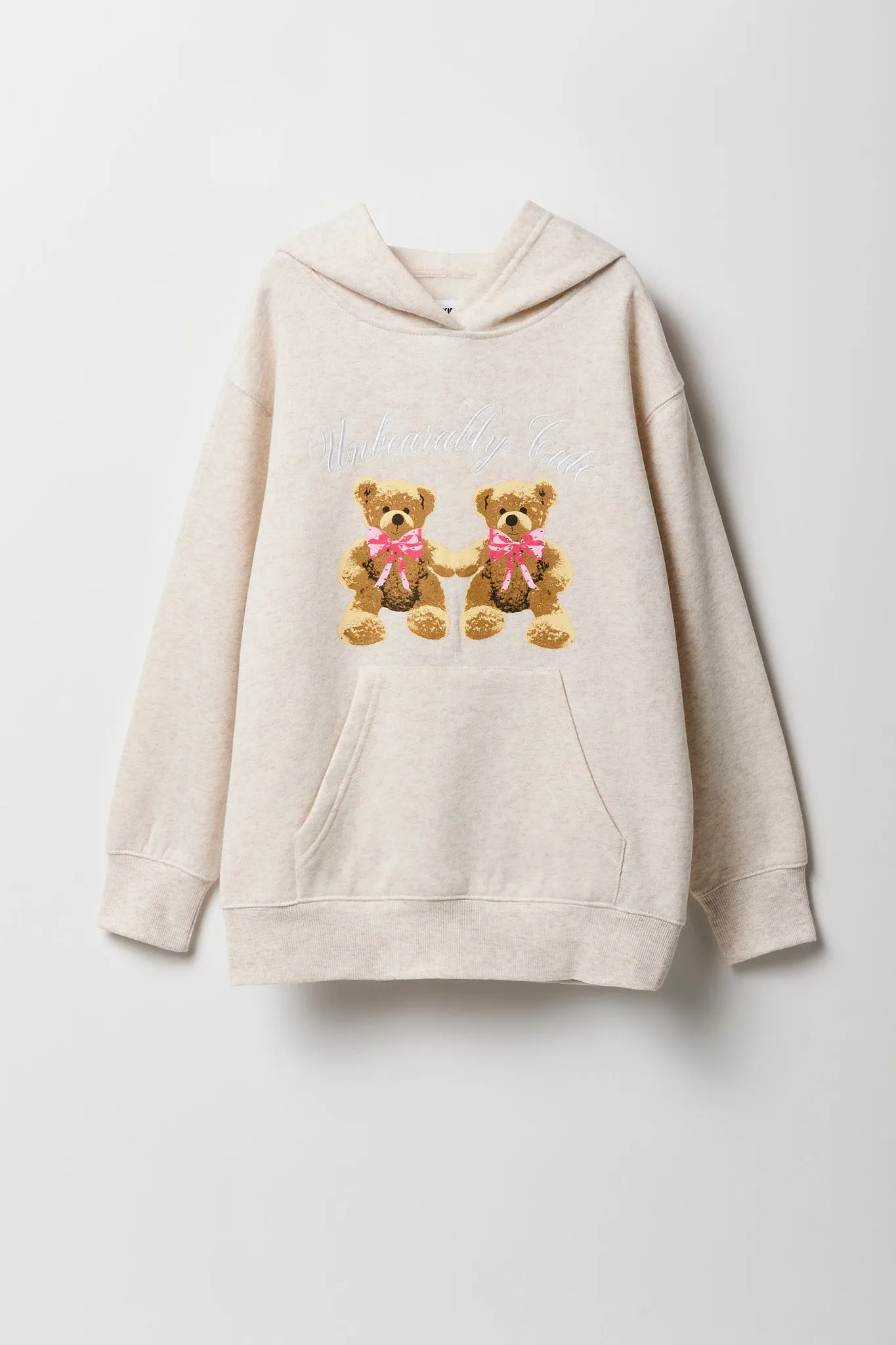 Girls Oversized Graphic Fleece Hoodie