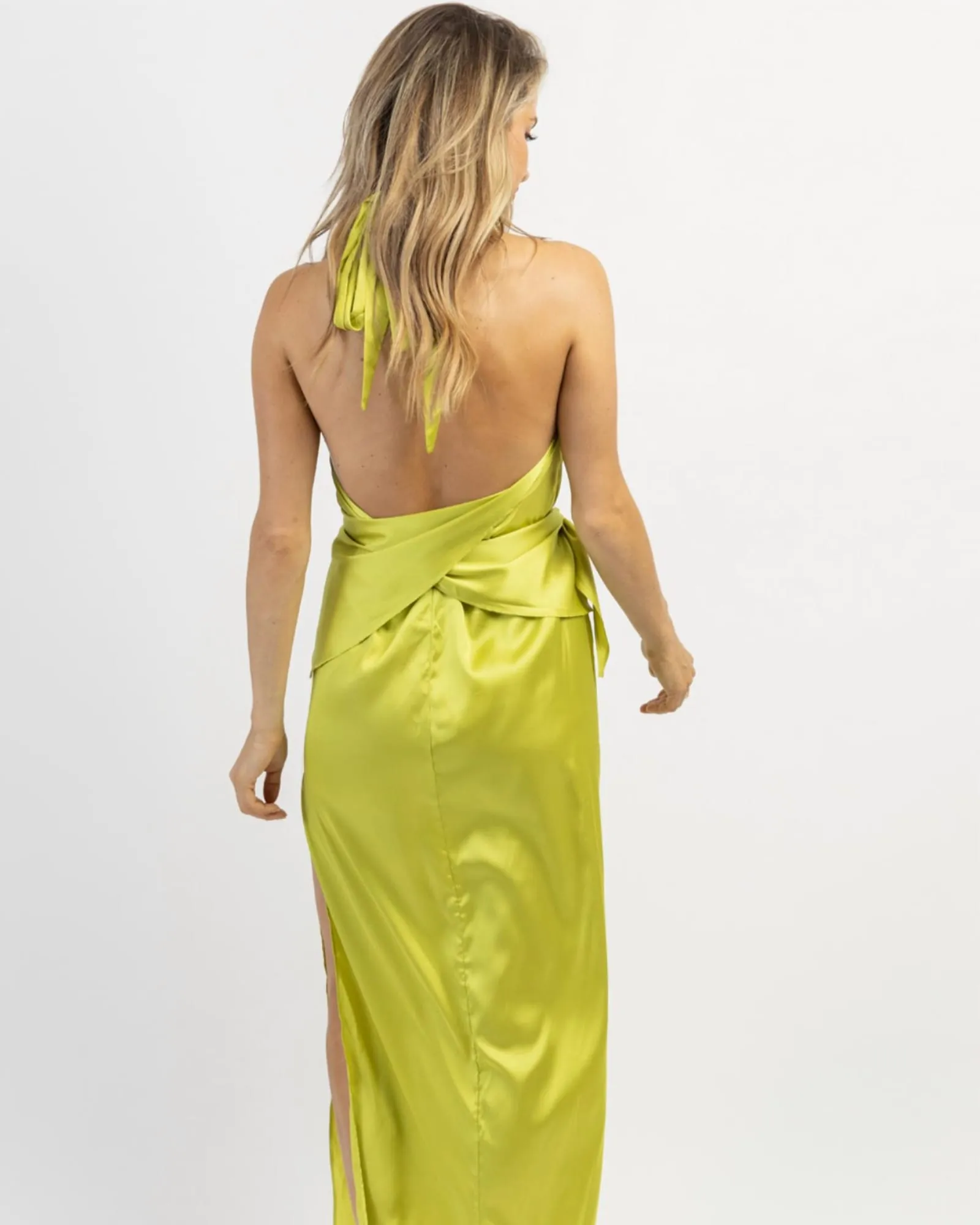 Golden Hour Drape Maxi Dress In Lime | Lime