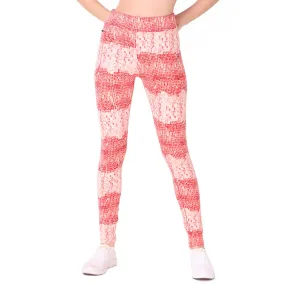 Gym Yoga Running Legging For Women Zip Pocket (Red Blocks)