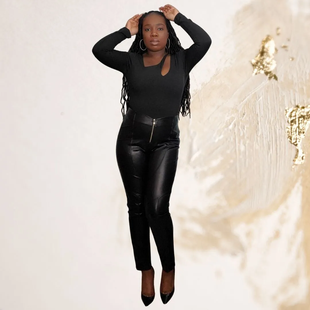Haute Girl Faux Leather Stretchy Zippered Pants