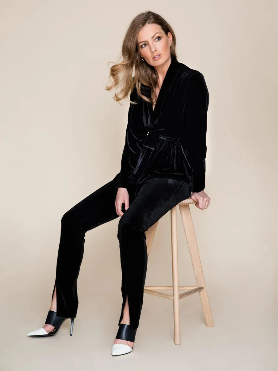 Hayley Velour Pants - Black
