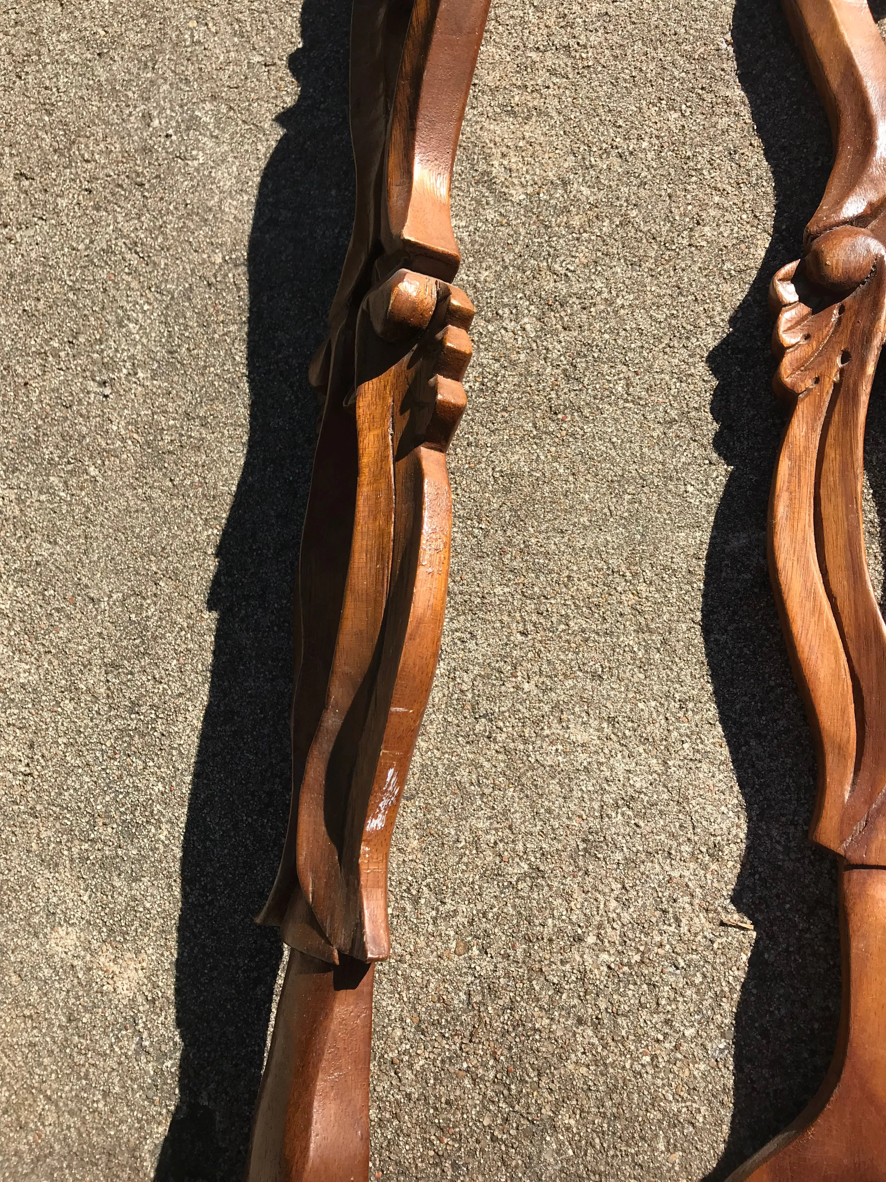 Huge 27" Vintage French Country Farmhouse Carved Wood Knife Fork & Spoon Plaques