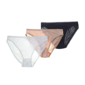 Isabella Panty - Set of 3 in Black, White, Sand