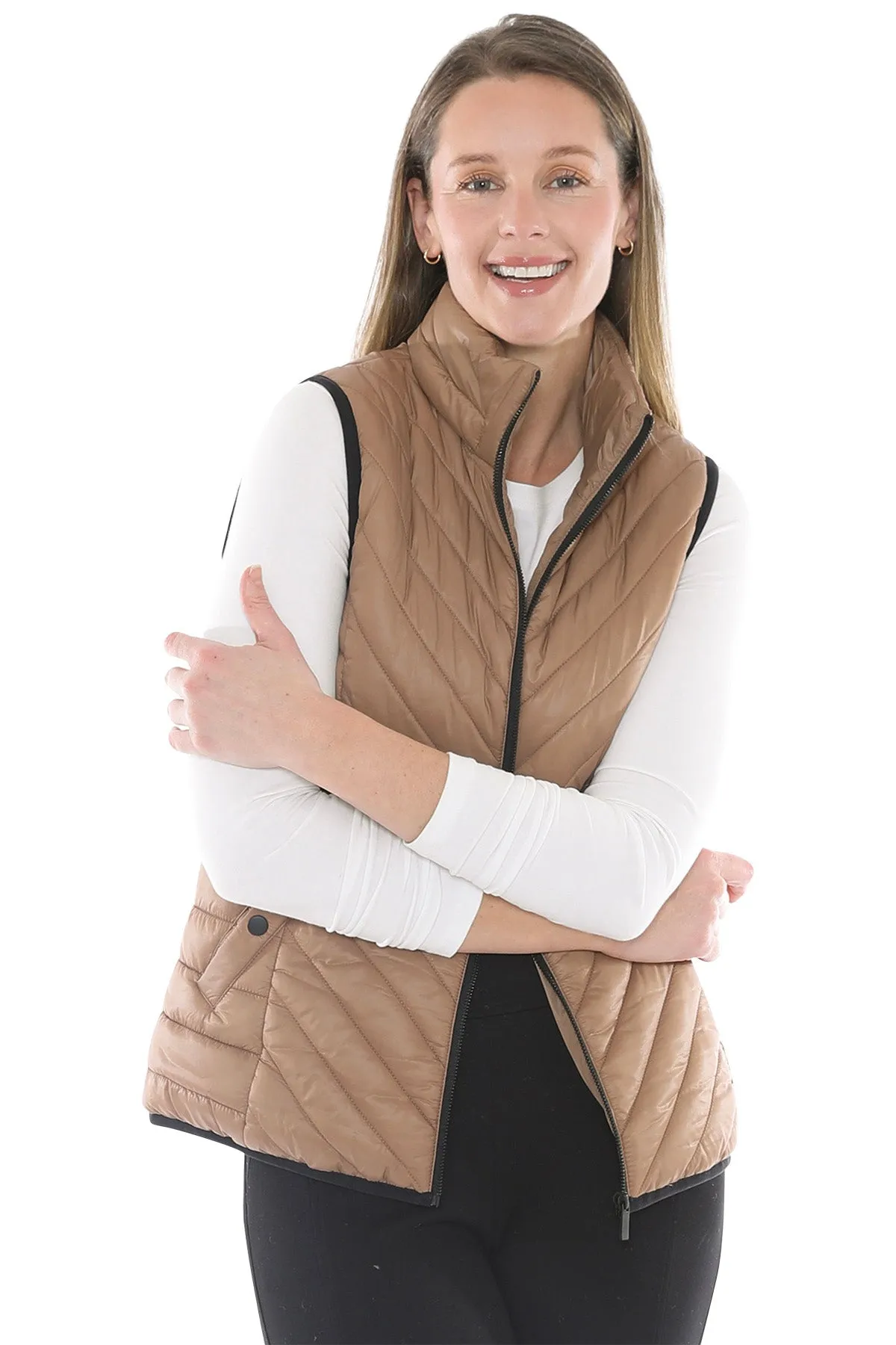 Jump Contrast Trim Vest 586J4059 - Sand/Black