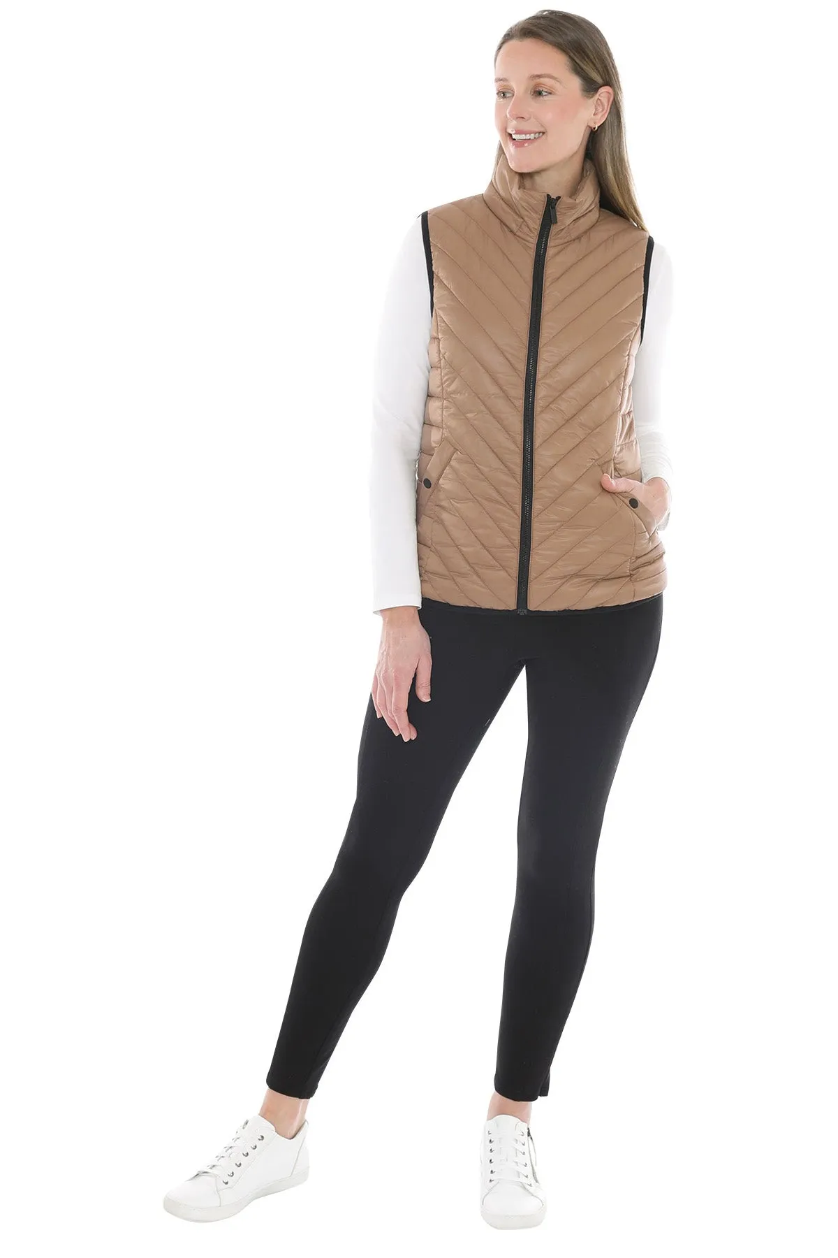 Jump Contrast Trim Vest 586J4059 - Sand/Black