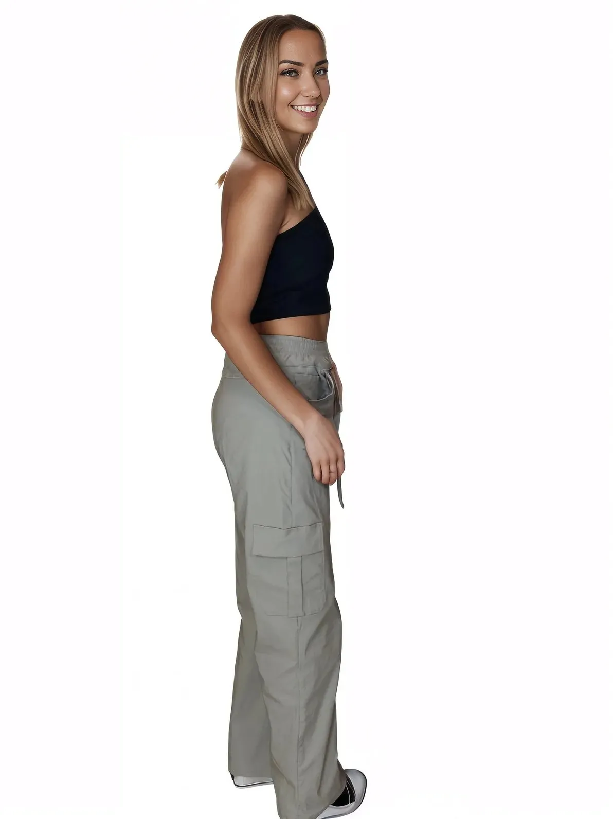 Khaki Oversized Cargo Pants – Stretchable & Trendy