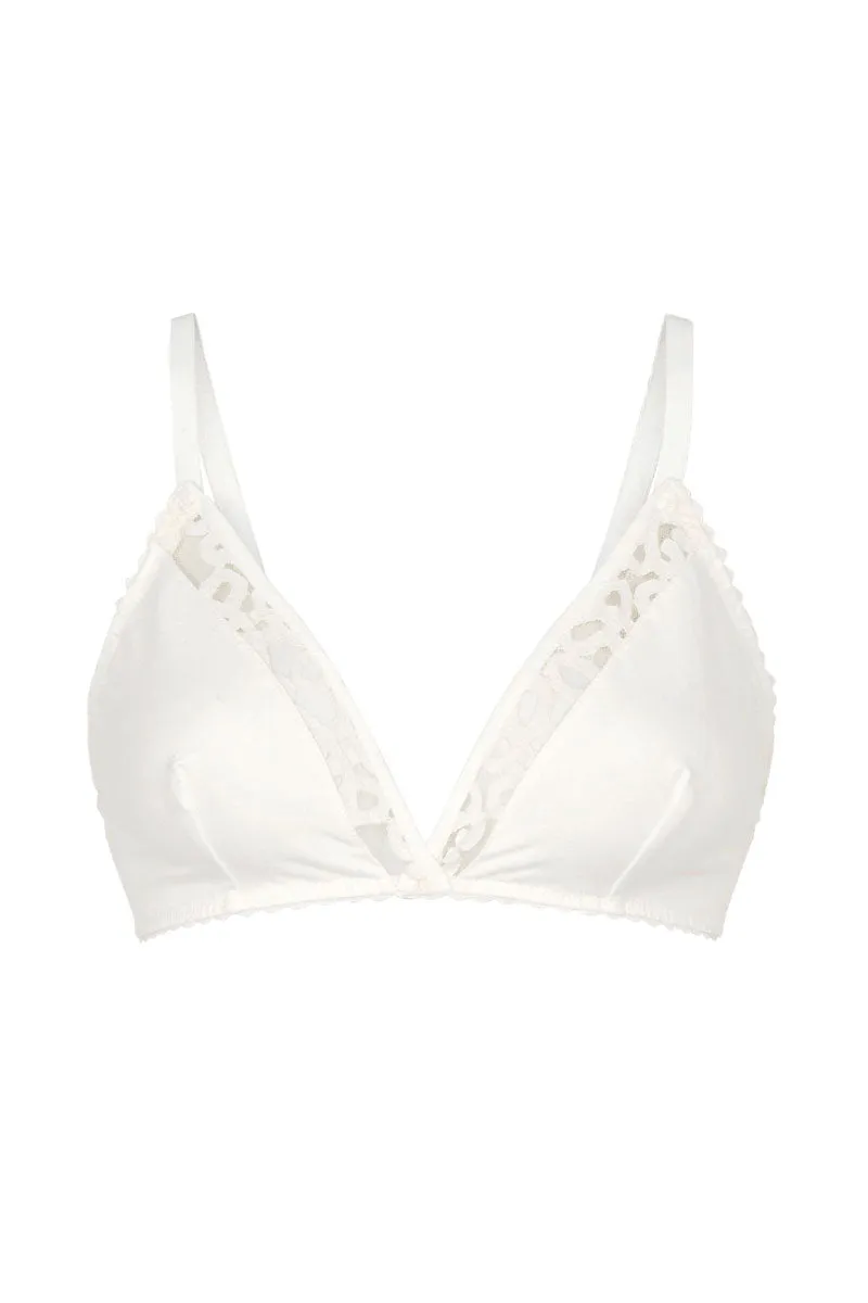 KITTY organic bralette with lace in natural