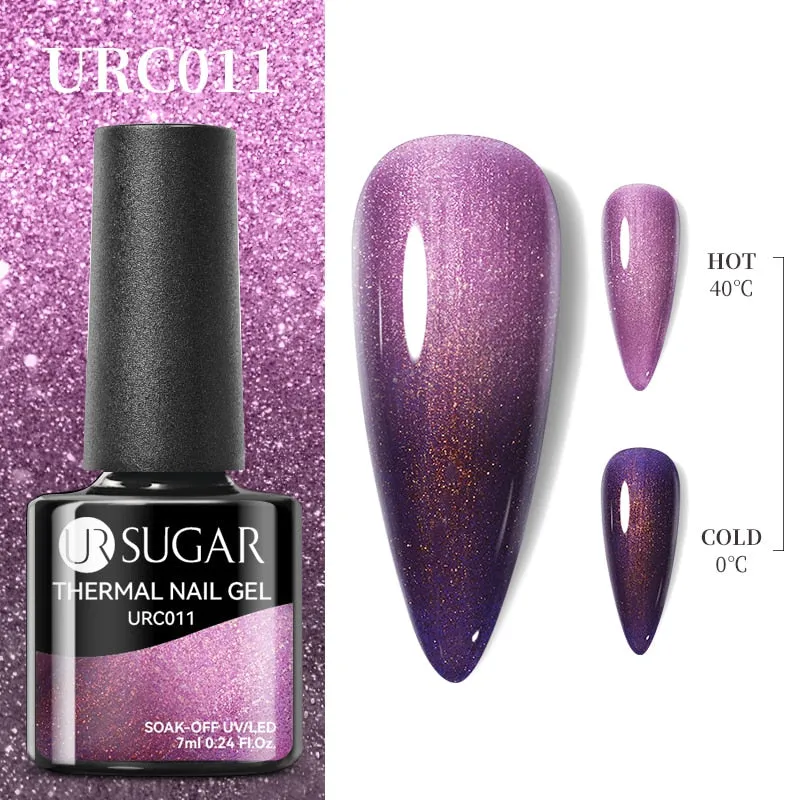Lady Glams Color Changing Thermal Gel Nail Polish 7ml - Glass Bottle Semi Permanent Temperature Color Changing Glitter