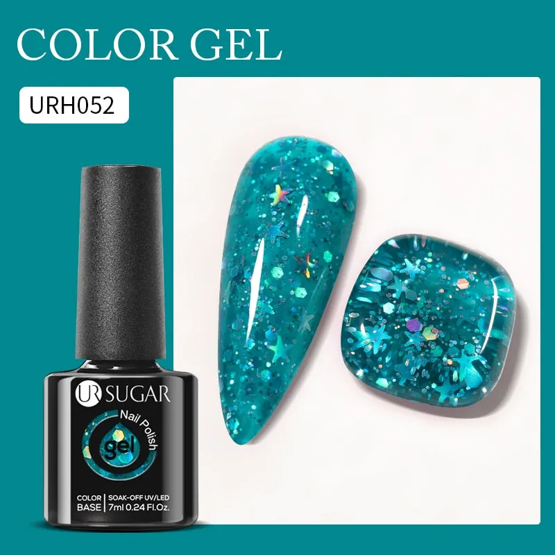 Lady Glams Color Changing Thermal Gel Nail Polish 7ml - Glass Bottle Semi Permanent Temperature Color Changing Glitter