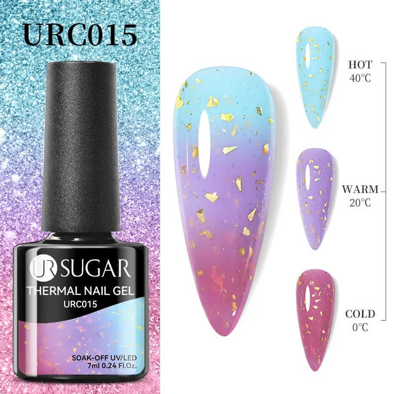 Lady Glams Color Changing Thermal Gel Nail Polish 7ml - Glass Bottle Semi Permanent Temperature Color Changing Glitter