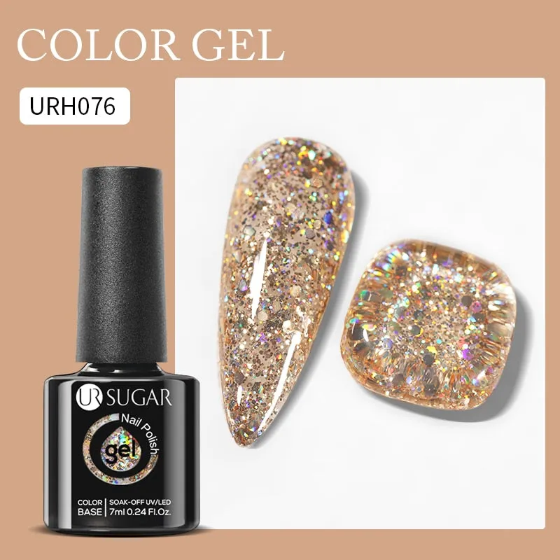 Lady Glams Color Changing Thermal Gel Nail Polish 7ml - Glass Bottle Semi Permanent Temperature Color Changing Glitter