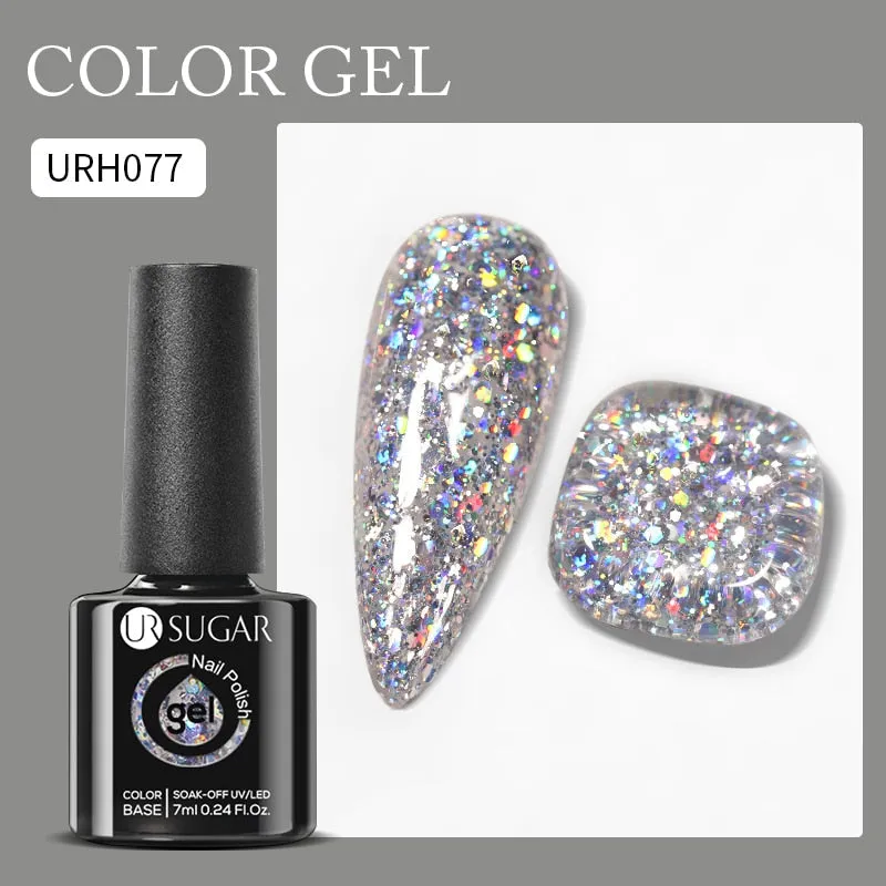 Lady Glams Color Changing Thermal Gel Nail Polish 7ml - Glass Bottle Semi Permanent Temperature Color Changing Glitter