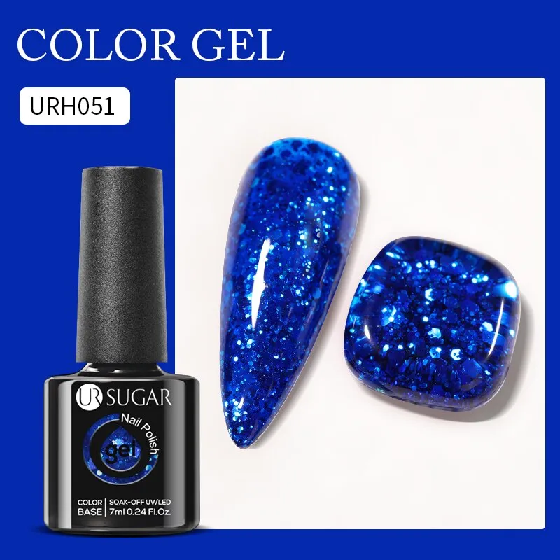 Lady Glams Color Changing Thermal Gel Nail Polish 7ml - Glass Bottle Semi Permanent Temperature Color Changing Glitter