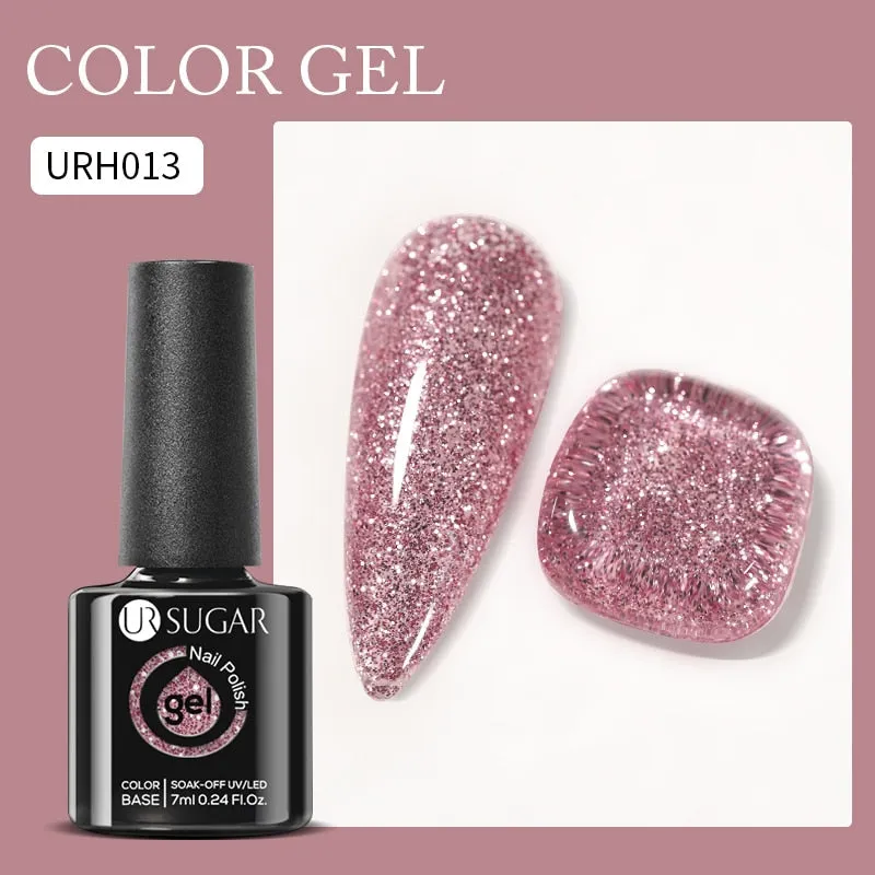 Lady Glams Color Changing Thermal Gel Nail Polish 7ml - Glass Bottle Semi Permanent Temperature Color Changing Glitter