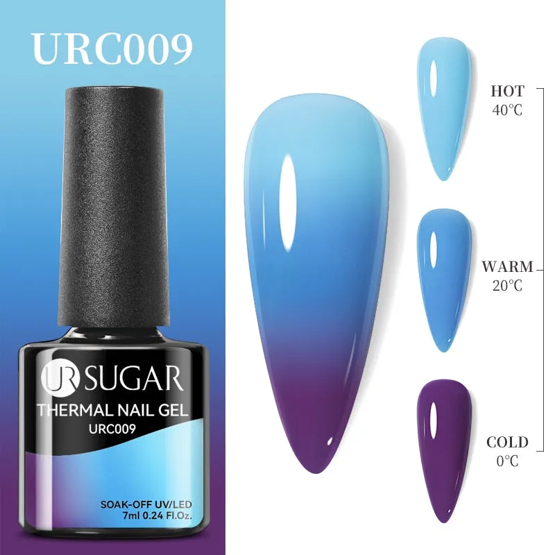 Lady Glams Color Changing Thermal Gel Nail Polish 7ml - Glass Bottle Semi Permanent Temperature Color Changing Glitter