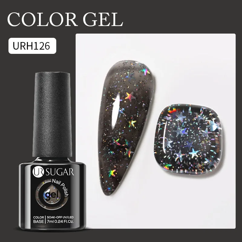 Lady Glams Color Changing Thermal Gel Nail Polish 7ml - Glass Bottle Semi Permanent Temperature Color Changing Glitter
