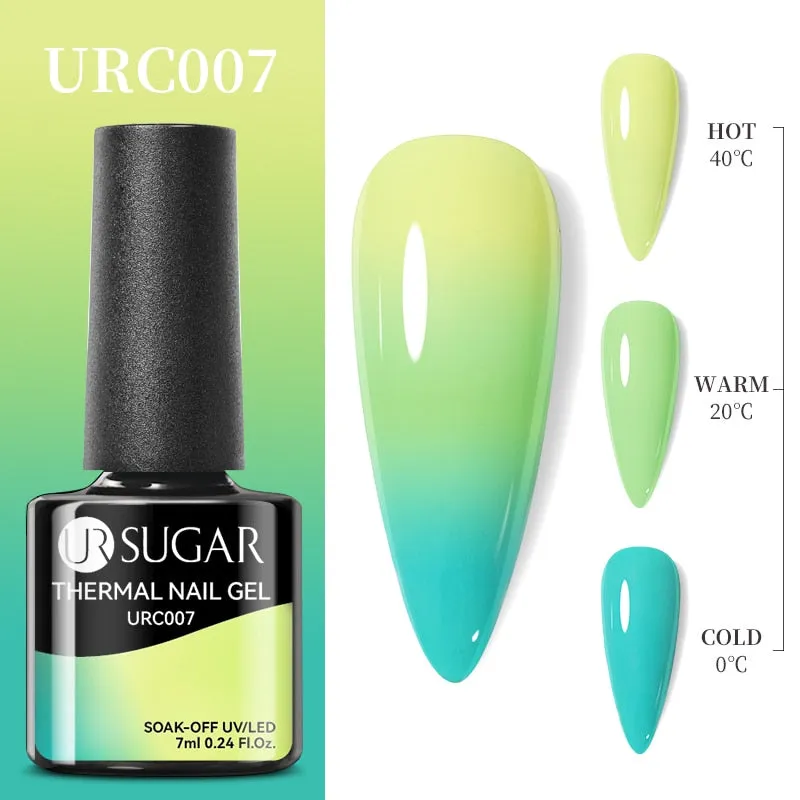 Lady Glams Color Changing Thermal Gel Nail Polish 7ml - Glass Bottle Semi Permanent Temperature Color Changing Glitter