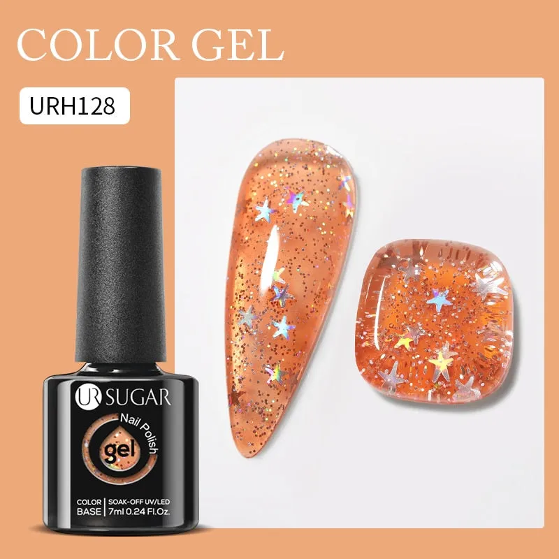 Lady Glams Color Changing Thermal Gel Nail Polish 7ml - Glass Bottle Semi Permanent Temperature Color Changing Glitter