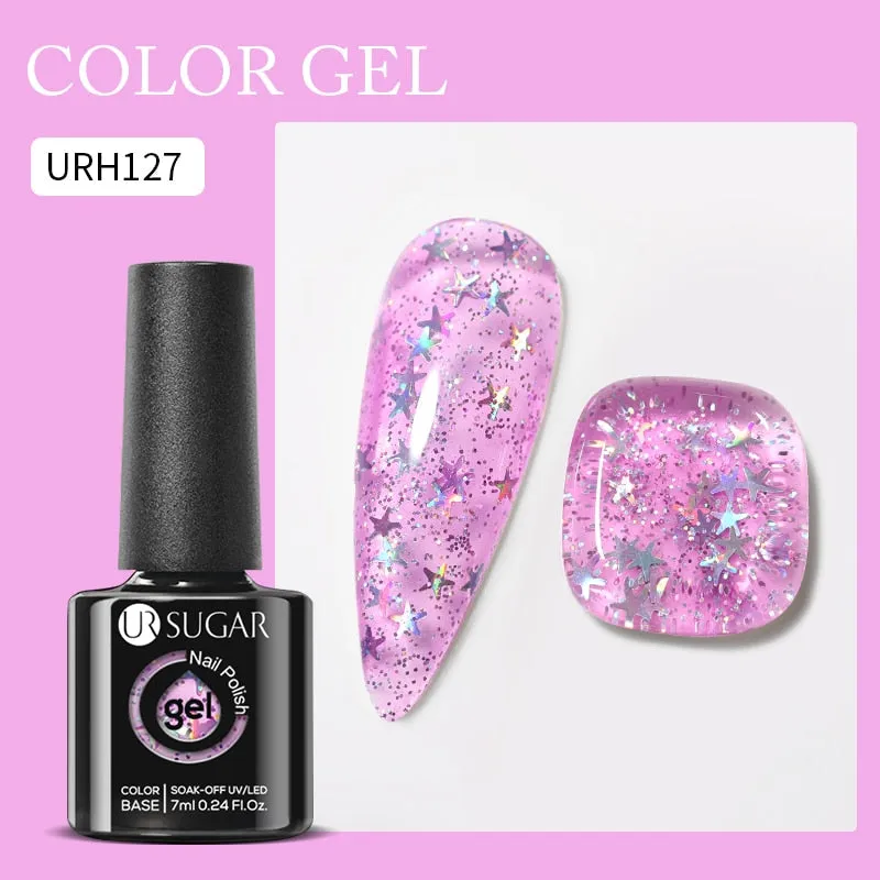 Lady Glams Color Changing Thermal Gel Nail Polish 7ml - Glass Bottle Semi Permanent Temperature Color Changing Glitter