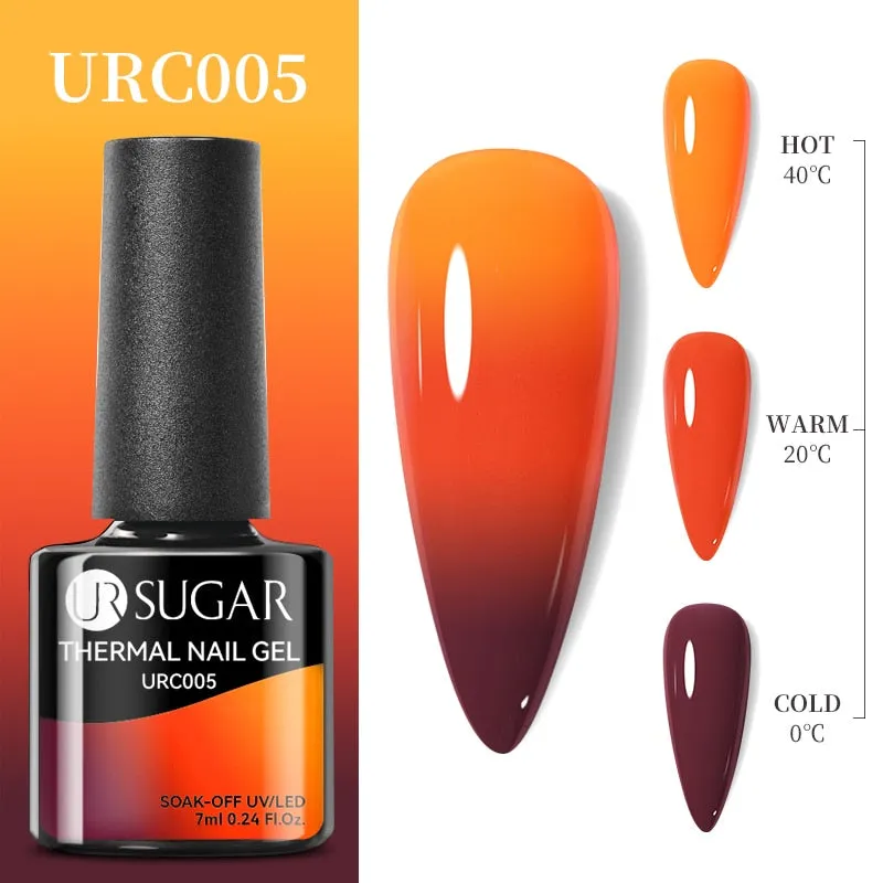 Lady Glams Color Changing Thermal Gel Nail Polish 7ml - Glass Bottle Semi Permanent Temperature Color Changing Glitter