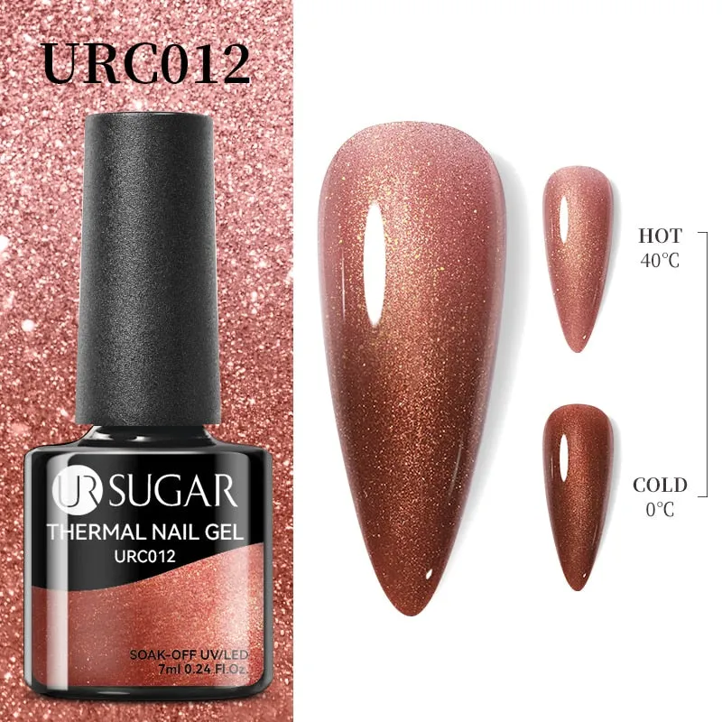 Lady Glams Color Changing Thermal Gel Nail Polish 7ml - Glass Bottle Semi Permanent Temperature Color Changing Glitter