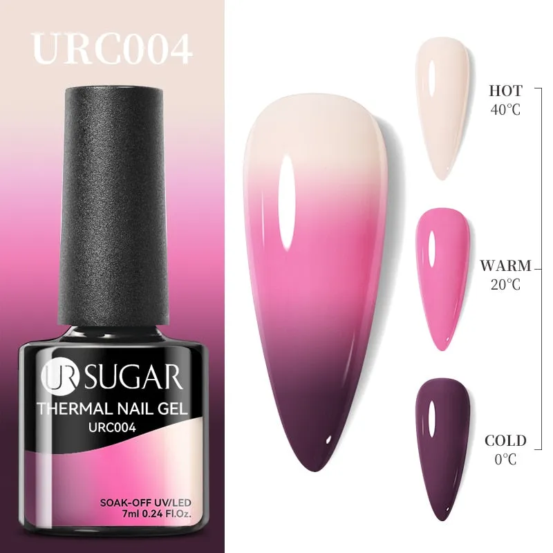 Lady Glams Color Changing Thermal Gel Nail Polish 7ml - Glass Bottle Semi Permanent Temperature Color Changing Glitter