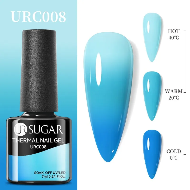 Lady Glams Color Changing Thermal Gel Nail Polish 7ml - Glass Bottle Semi Permanent Temperature Color Changing Glitter